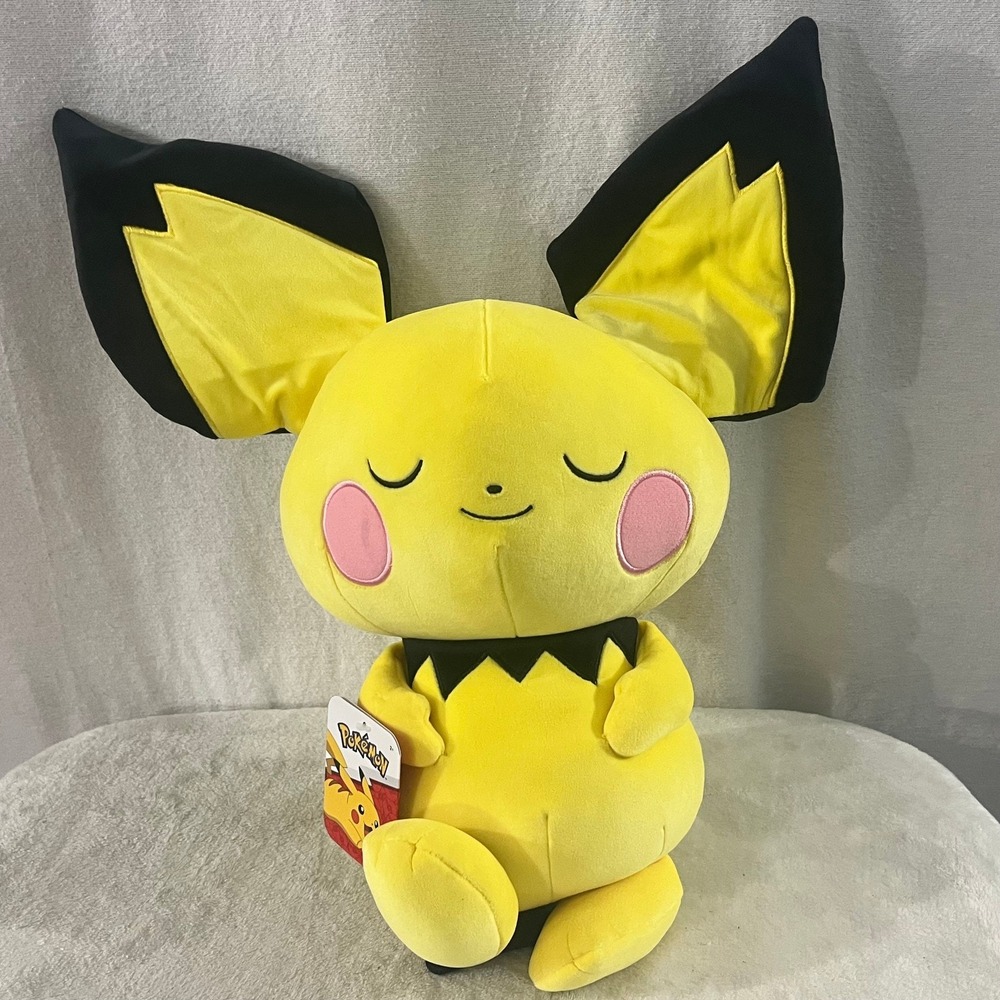 Pokemon 18" Plush Sleeping Pichu Cuddly Plush for Traveling, Car Rides & Naps